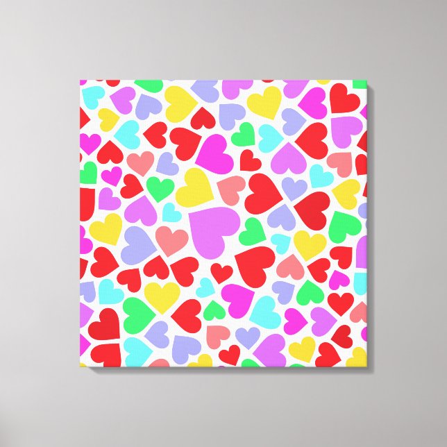 Cute colorful hearts mönster canvastryck (Framsida)