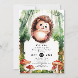 Cute Colorful Hedgehog Birthday Inbjudningar