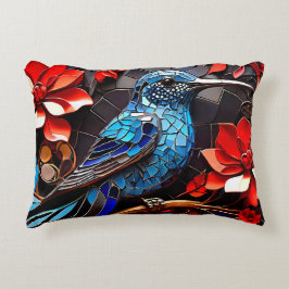 Cute Colorful Hummingbird Mosaics Prydnadskudde