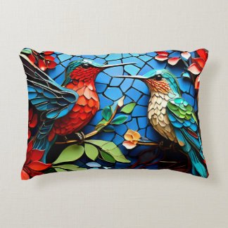 Cute Colorful Hummingbird Mosaics Prydnadskudde
