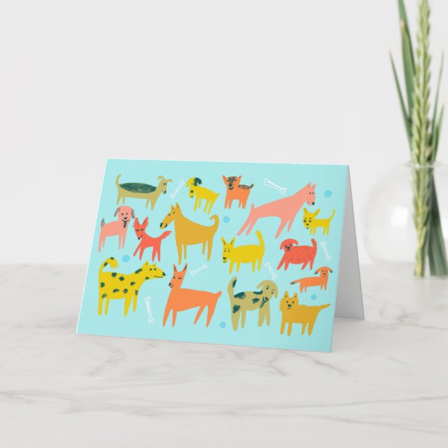 Cute Colorful Hundar ANPASSNINGSBAR TACK Kort (Framsida)