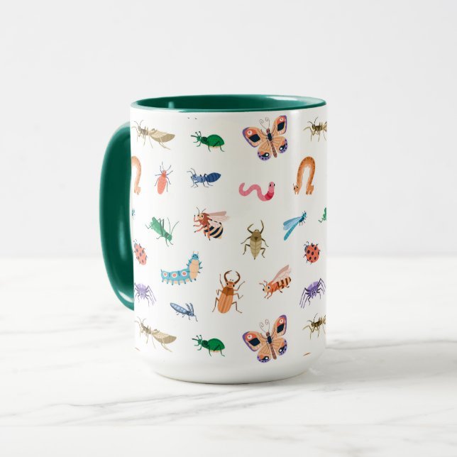 Cute Colorful Insekt Mönster Mugg (Framsida vänster)