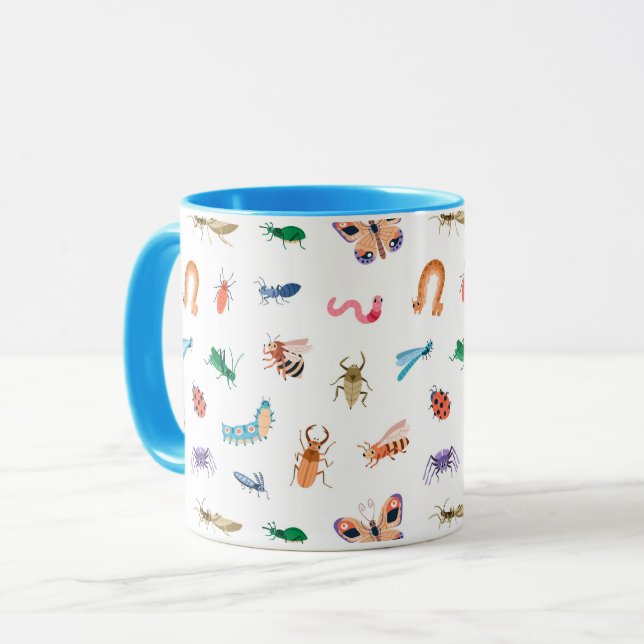 Cute Colorful Insekt Mönster Mugg (Framsida vänster)