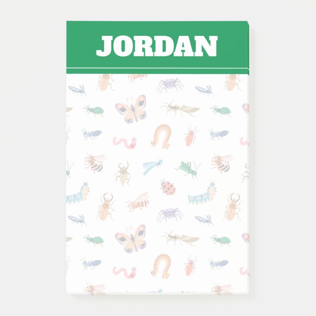 Cute Colorful Insekt Mönster Post-it Block (Framsida)