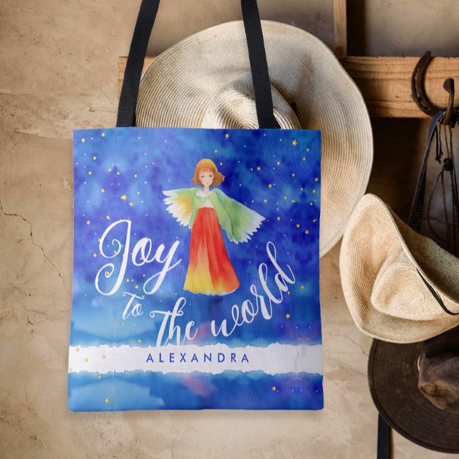 Cute Colorful Joy jul Angel Watercolor Tygkasse (Skapare uppladdad)