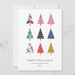 Cute Colorful Julgranar Collection Julkort