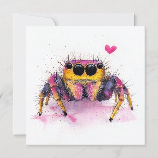 Cute Colorful Jumping Spider Greeting Card Julkort (Framsida)