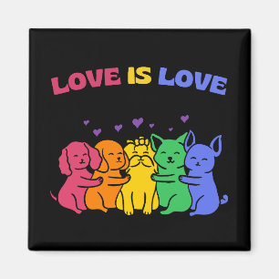 Cute Colorful Kärlek är Kärlek Cats och Hundar LGB Magnet