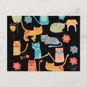 Cute Colorful Kattunge Gifts for Cat Lovers Vykort