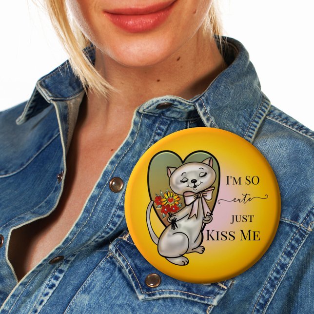 Cute Colorful Kattunge Heart Button Knapp (Skapare uppladdad)