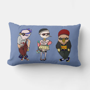 Cute Colorful Kawaii Birds som har kläder Lumbarkudde