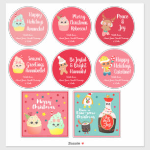 Cute Colorful Kawaii jul Cookie Sticker Pack Klistermärken