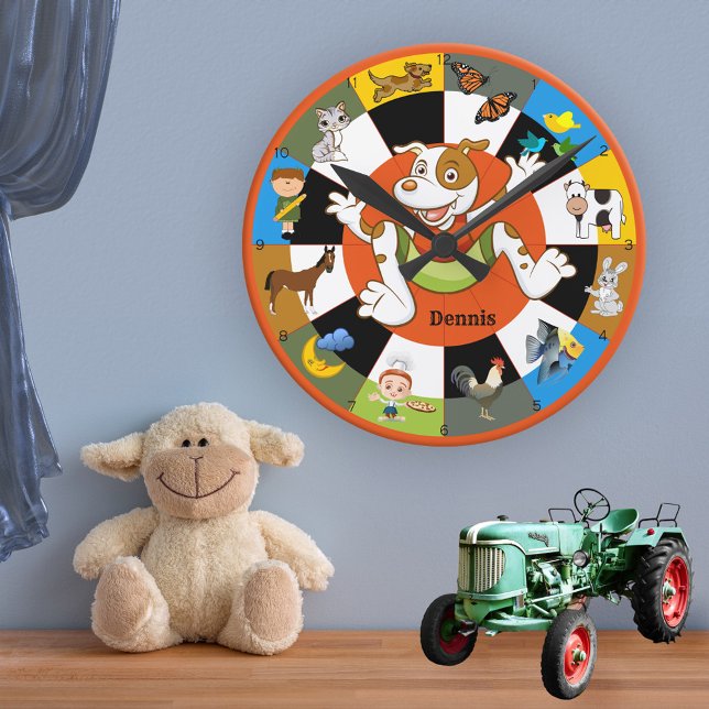 Cute Colorful Kids Animal Wall Clock Stor Klocka (Skapare uppladdad)