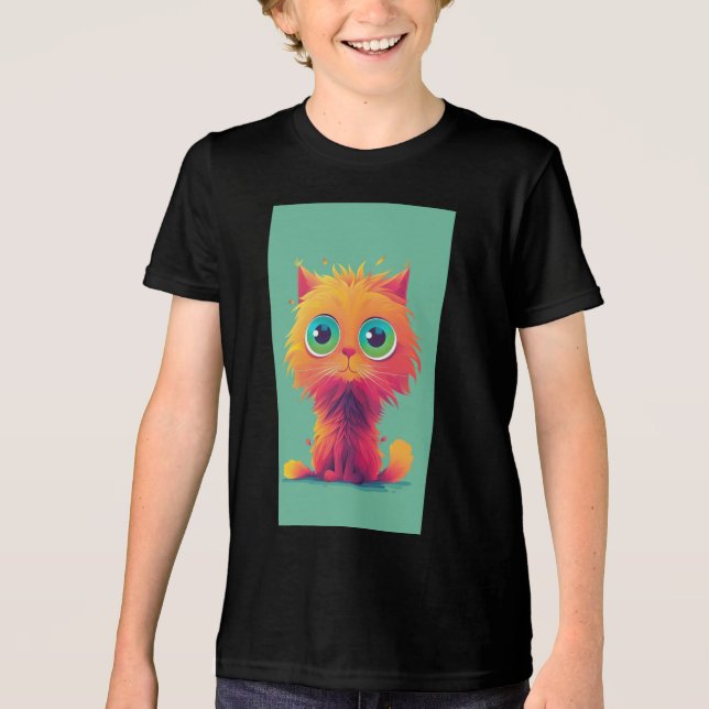 Cute Colorful Kitten Illustration – Kids T-Shirt | (Framsida)