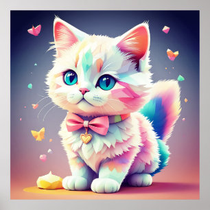 Cute Colorful Kitten Poster