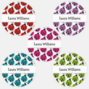 Cute Colorful Ladybug Personlig Namn Klistermärke