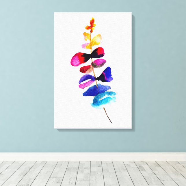 Cute colorful leaves watercolor canvastryck (Insitu (trägolv))