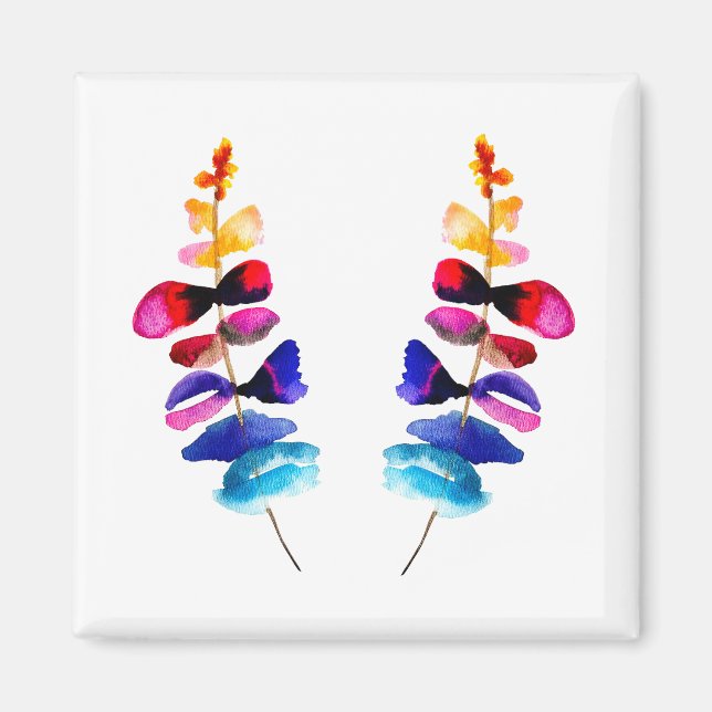 Cute colorful leaves watercolor magnet (Framsidan)