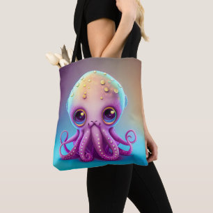 Cute Colorful Lila Octopus Alien Artwork   Tygkasse