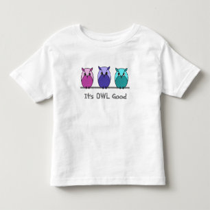 Cute Colorful Lila Rosa Teal Tecknad Uggla T Shirt