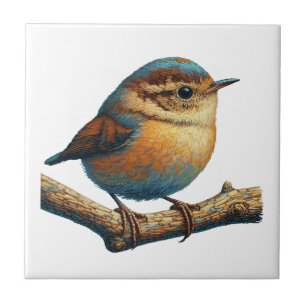 Cute & Colorful Little Bird on Gren accent Kakelplatta