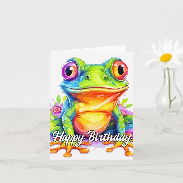 Cute Colorful Little Froggie Kort (Liten växt)