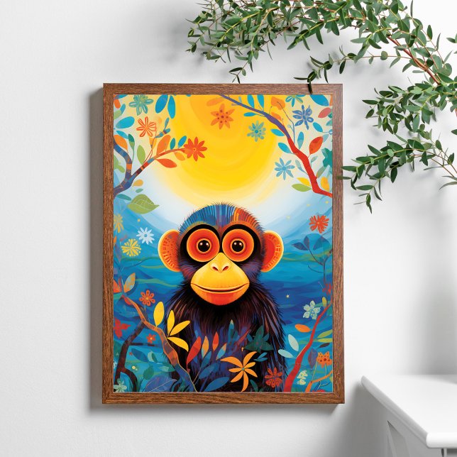 Cute Colorful Little Monkey Poster (Skapare uppladdad)