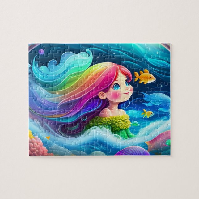 Cute Colorful Little Princess med Rainbow Pussel (Horisontell)