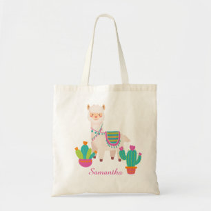 Cute Colorful Llama Cactus Älskare Tygkasse