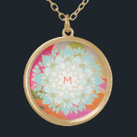 Cute Colorful Lotus Flower Monogram Guldpläterat Halsband<br><div class="desc">Bekvämt illustration av blå lotus i hand plockade omgiven av en mjuk regnbåge av färg. Anpassa enkelt till ditt ursprungliga teckensnitt - välj till och med önskad färg i teckensnittet.</div>