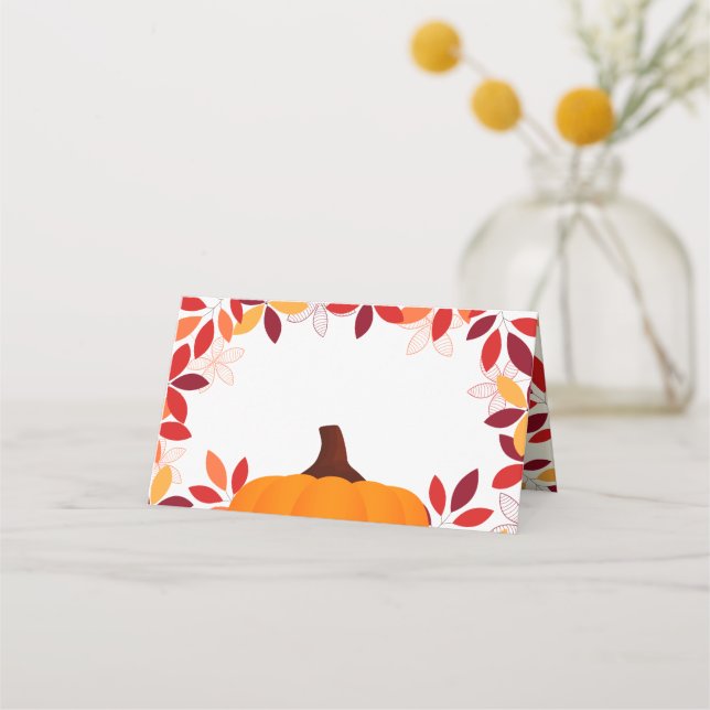 Cute Colorful Löv Pumpkin Ram Placeringskort (Framsida)