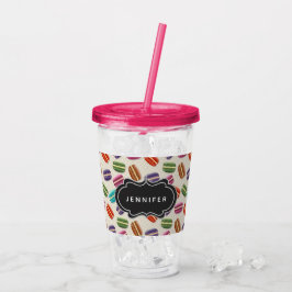 Cute Colorful Macarons Mönster med Finare Ram Take Away Mugg