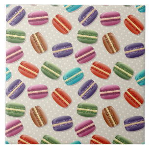 Cute Colorful Macarons Mönster med Polka dots Kakelplatta