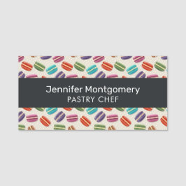 Cute Colorful Macarons Mönster med Polka dots Namnbricka