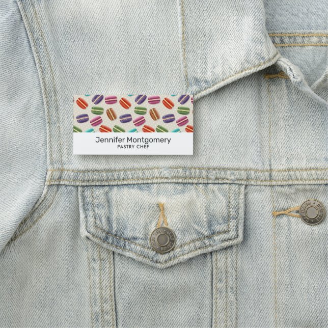 Cute Colorful Macarons Mönster med Polka dots Namnbricka (På plats)