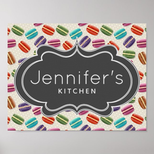 Cute Colorful Macarons Mönster med Polka dots Poster (Framsidan)