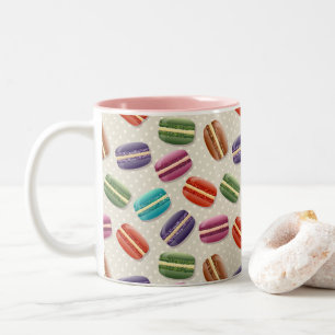 Cute Colorful Macarons Mönster med Polka dots Två-Tonad Mugg