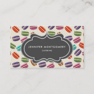 Cute Colorful Macarons Mönster med Polka dots Visitkort