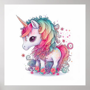 Cute Colorful Magic CreatUnicorn Artwork Poster