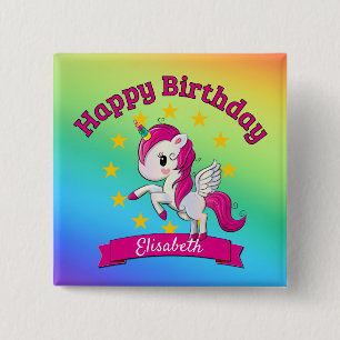 Cute Colorful Magic Unicorn Rainbow Kids Namn Knapp