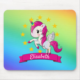 Cute Colorful Magic Unicorn Rainbow Kids Namn Musmatta