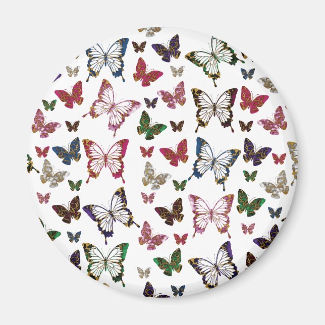 Cute Colorful Marble Butterfly Vår Mönster Magnet (Framsidan)