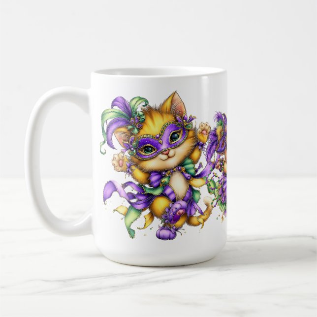 CUTE COLORFUL MARDI GRAS ANIMALS KAFFEMUGG (Vänster)