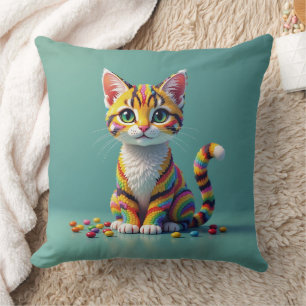 Cute Colorful Margay Candy Cat Kudde