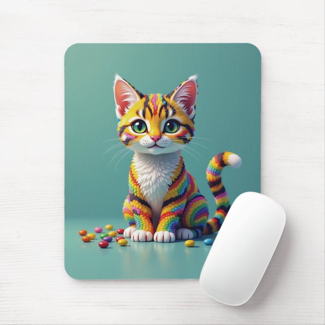 Cute Colorful Margay Candy Cat Musmatta (Med mus)