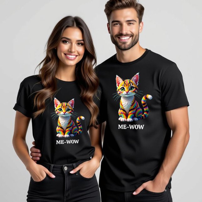 Cute Colorful Margay Candy Cat T Shirt (Me-Wow Margay Candy Cat T-Shirt Cover Photo (two models))