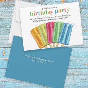 Cute Colorful Modern Birthday Popsicles, sommartid Inbjudningar