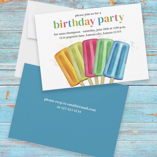 Cute Colorful Modern Birthday Popsicles, sommartid Inbjudningar (Skapare uppladdad)