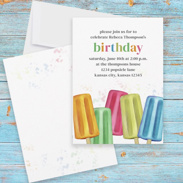 Cute Colorful Modern Birthday Summer Popsicles Inbjudningar (Skapare uppladdad)
