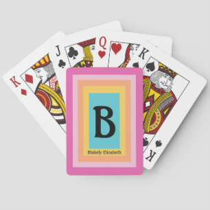 Cute & Colorful Monogram Brev Namn Girly Roligt Casinokort